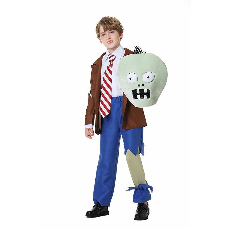 Foreign trade European and American children's men's Halloween cos clothes retro Plants vs Zombies cosplay costume suit