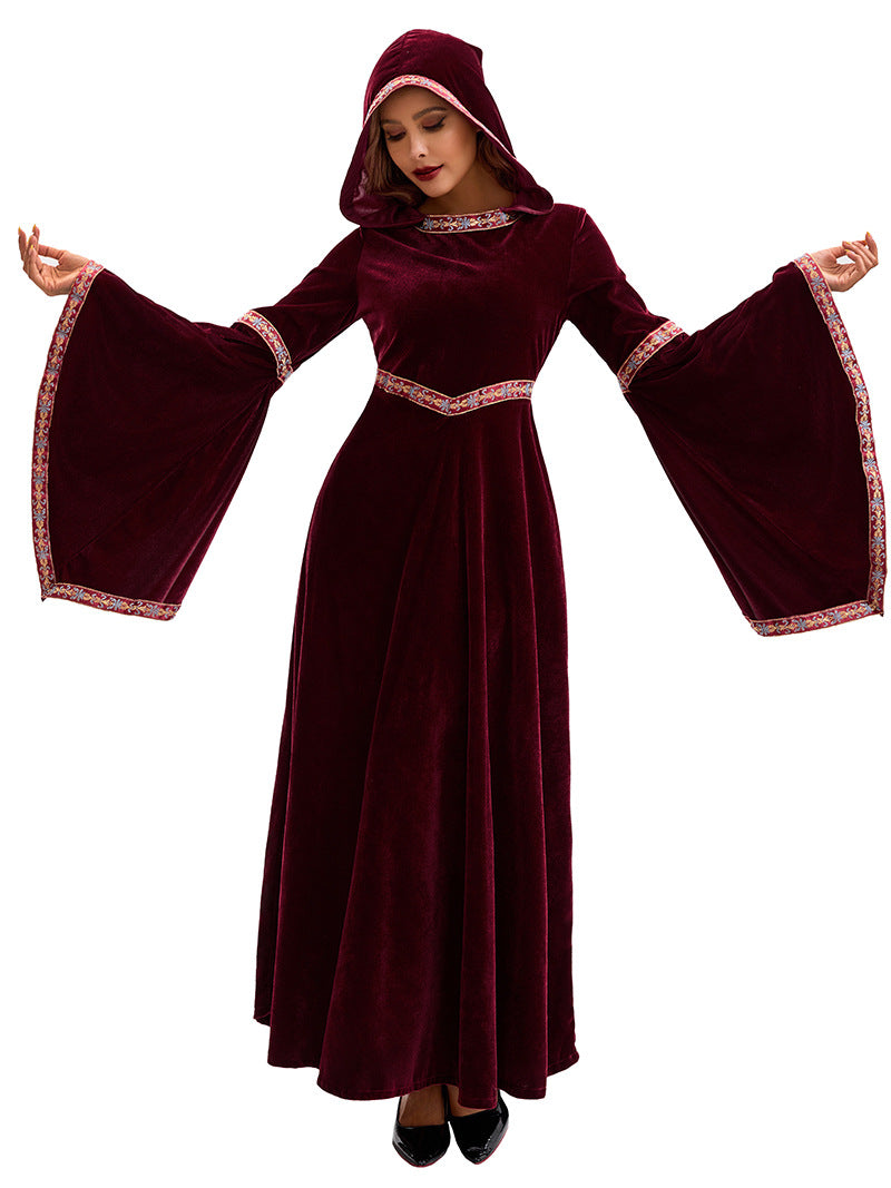 2025 Halloween Family Costume Performance Costume Party Performance Costume Adult European Medieval Burgundy Vampire