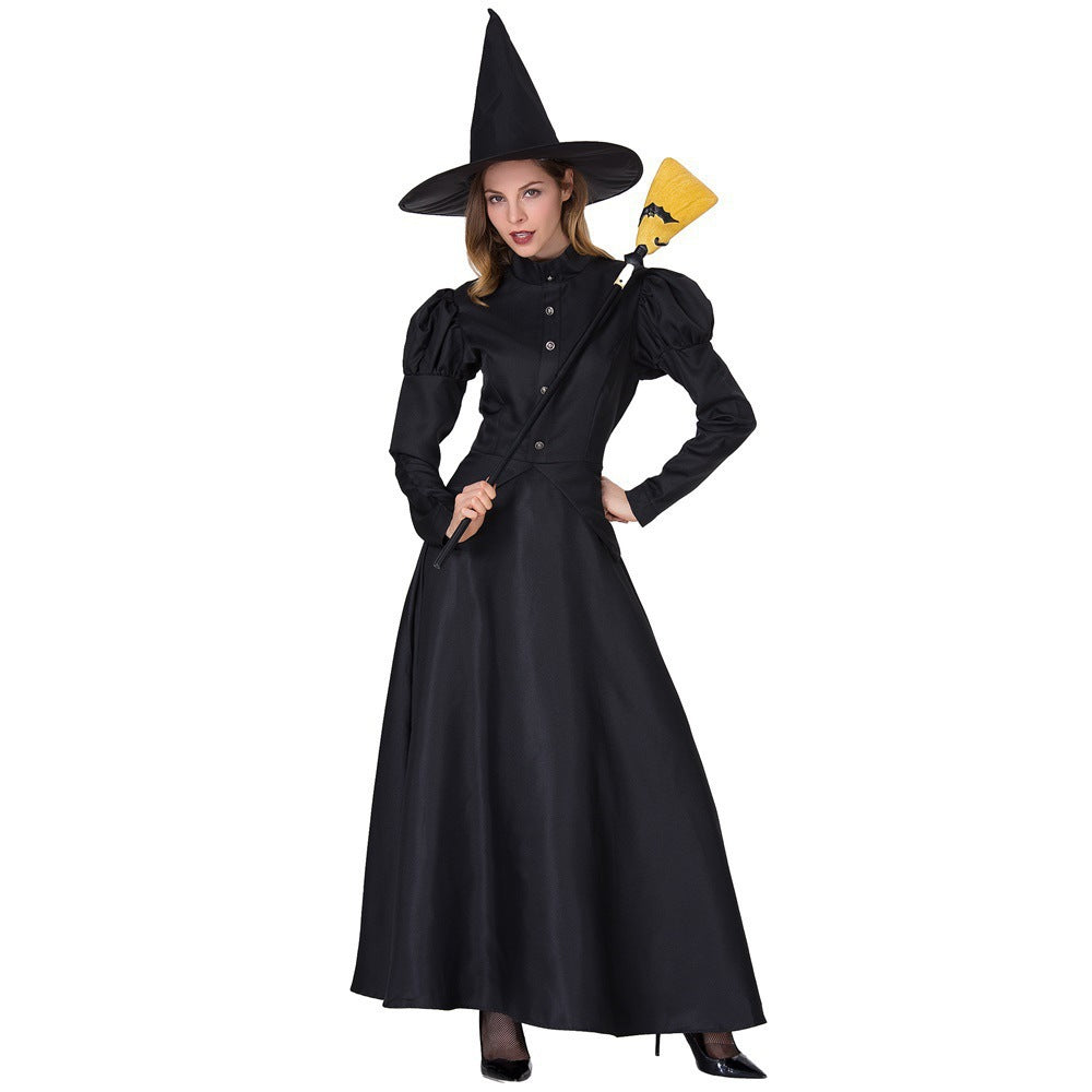 Amazon Halloween Stage Performance Cosplay Black Witch Magician Role-Playing Family Costumes