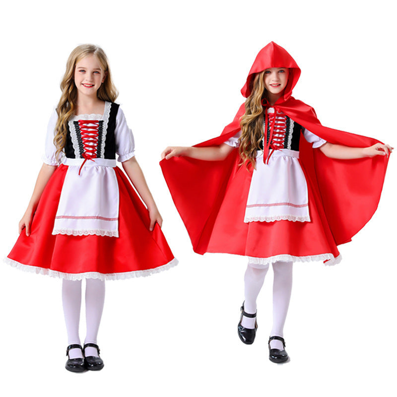 European and American Kidsren's Halloween Little Red Riding Hood Costumes Cosplay Performance Costumes Princess Skirt Dress Suit
