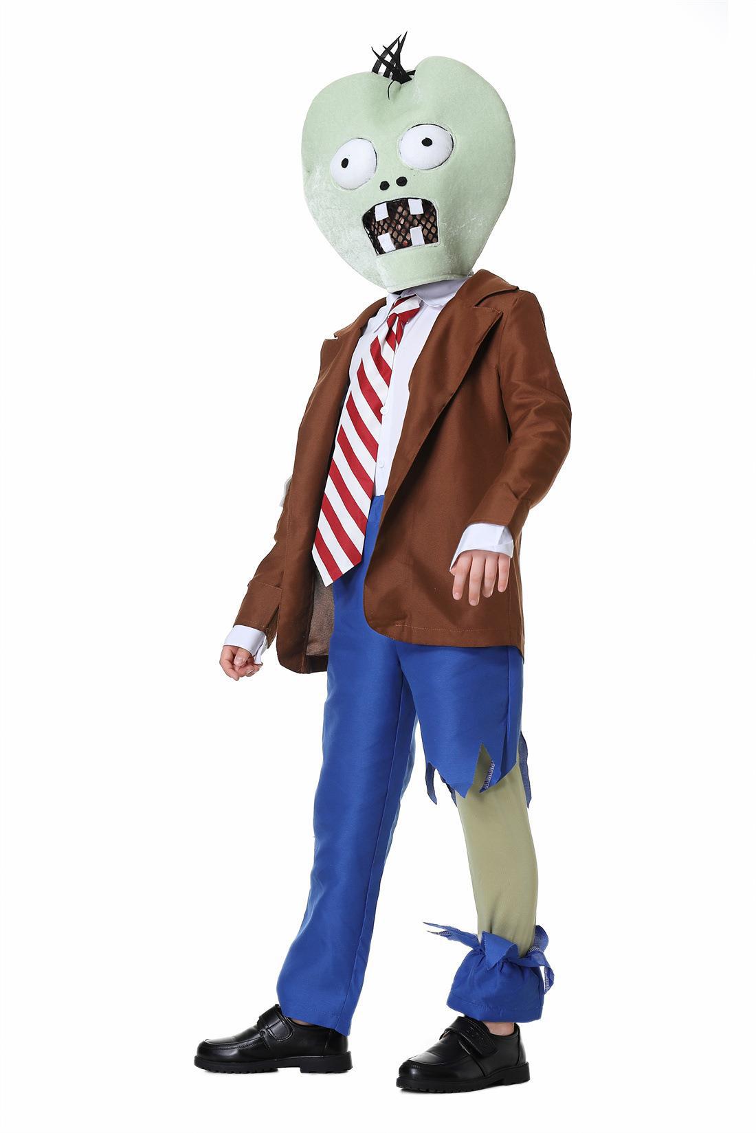 Foreign trade European and American children's men's Halloween cos clothes retro Plants vs Zombies cosplay costume suit