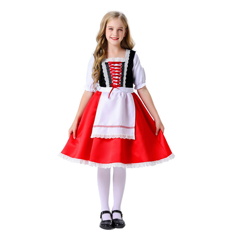 European and American Kidsren's Halloween Little Red Riding Hood Costumes Cosplay Performance Costumes Princess Skirt Dress Suit