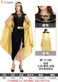 Halloween Holiday Party Egyptian Pharaoh Queen Cosplay Costume Gold Cloak Stage Performance Props Costumes