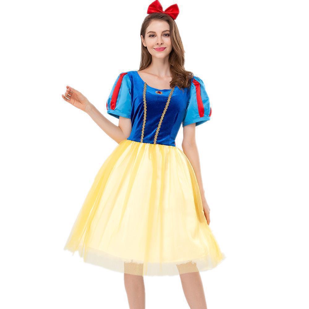2024 New Halloween Costumes Cosplay Fairy Tale Snow White Short Skirt Children's Day Performance Costumes