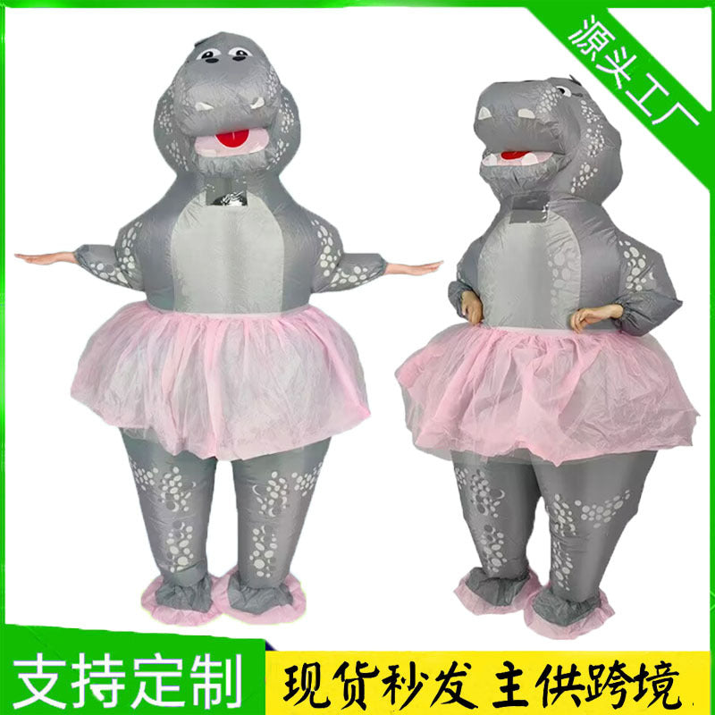 Cross-Border Popular Halloween Creative Cartoon Toys Party Activities Cute Animal Props Hippo Inflatable Costumes