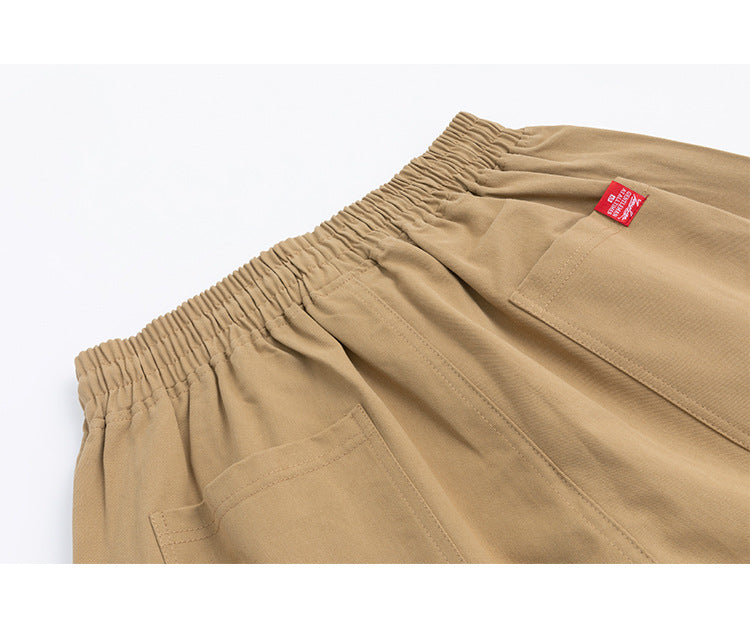 100% Cotton Fine Twill Cargo Pants Men's Loose Wide-Leg Basic Japanese Style Retro Casual Versatile Pants