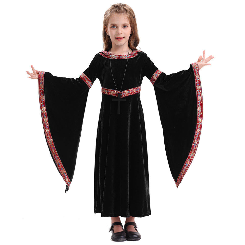 2025 Halloween Family Costume Performance Costume Party Performance Costume Adult European Medieval Burgundy Vampire