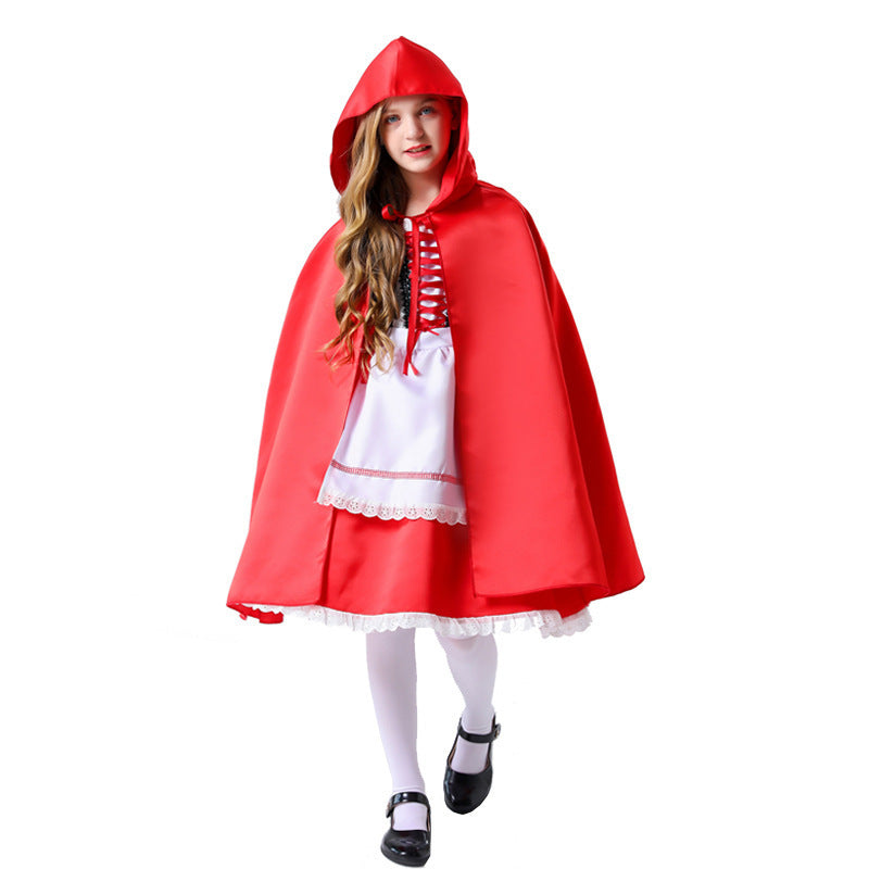 European and American Kidsren's Halloween Little Red Riding Hood Costumes Cosplay Performance Costumes Princess Skirt Dress Suit