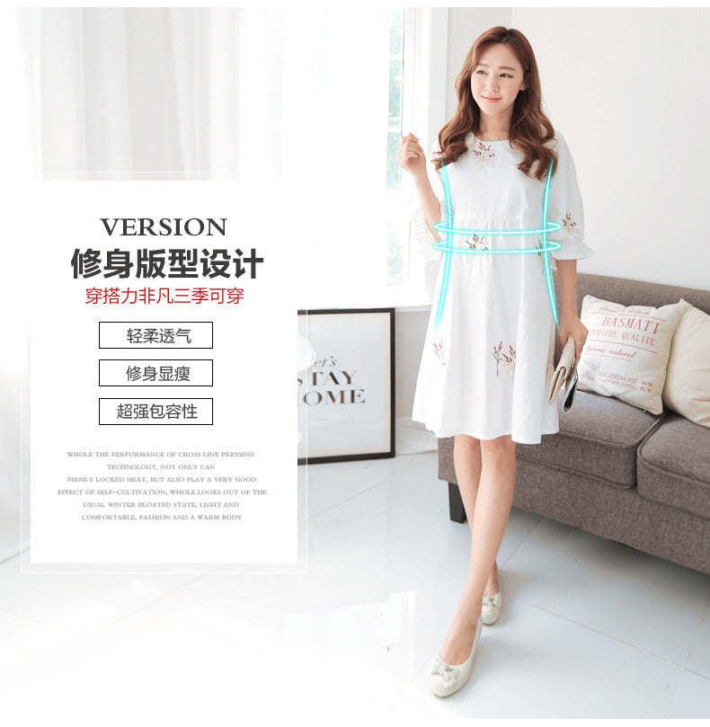 Pregnant Women's dress Summer Short Medium-length Dress 2023 Summer New Korean Style Loose plus size Belly Covering Dress for Pregnant Women