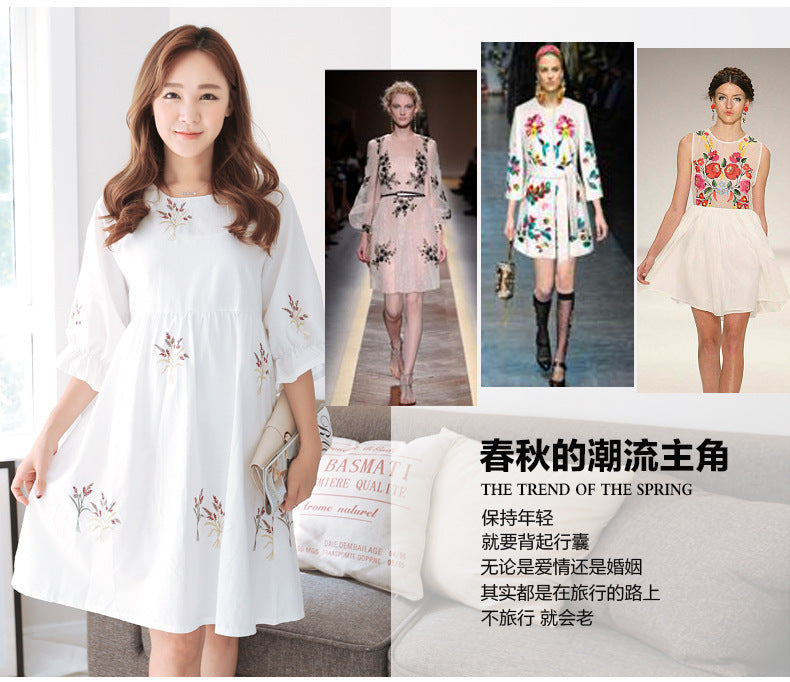 Pregnant Women's dress Summer Short Medium-length Dress 2023 Summer New Korean Style Loose plus size Belly Covering Dress for Pregnant Women