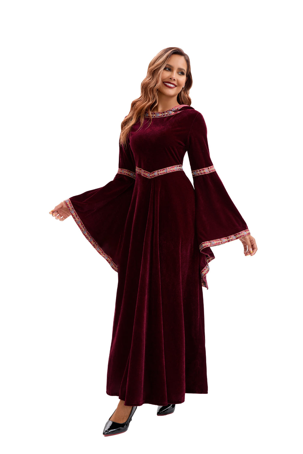 2025 Halloween Family Costume Performance Costume Party Performance Costume Adult European Medieval Burgundy Vampire