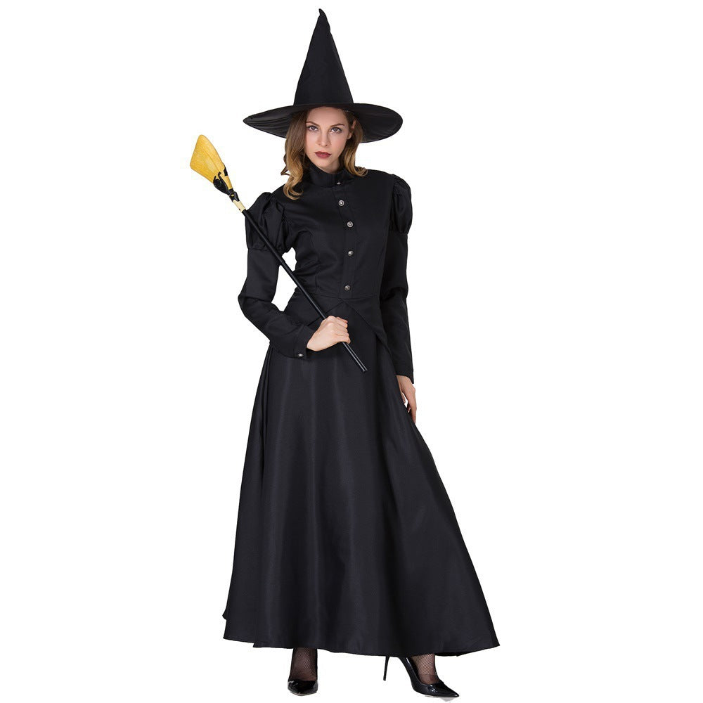 Amazon Halloween Stage Performance Cosplay Black Witch Magician Role-Playing Family Costumes