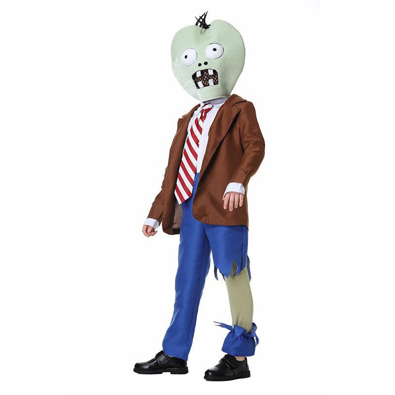 Foreign trade European and American children's men's Halloween cos clothes retro Plants vs Zombies cosplay costume suit