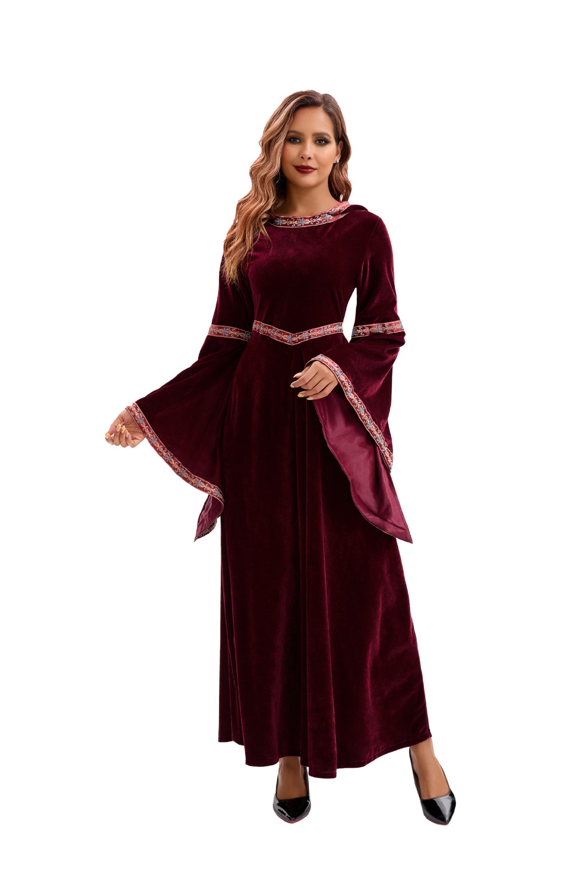 2025 Halloween Family Costume Performance Costume Party Performance Costume Adult European Medieval Burgundy Vampire