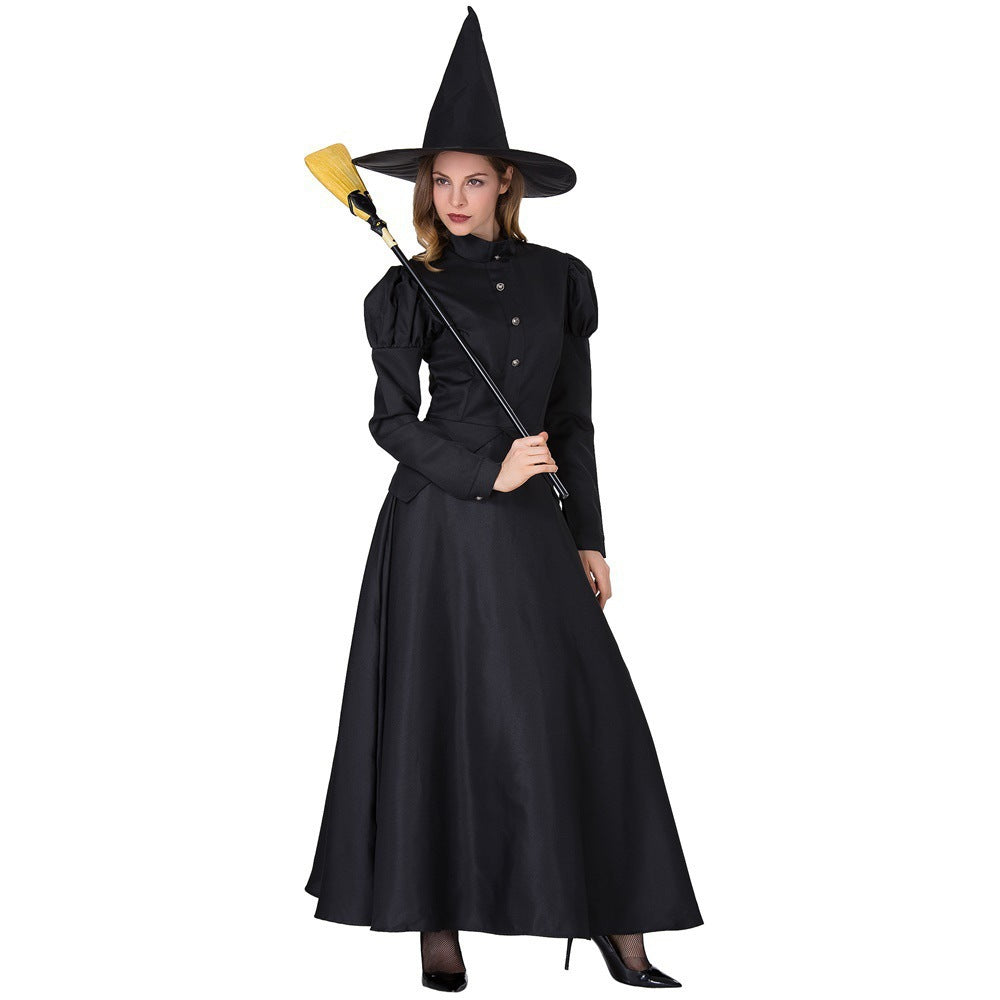 Amazon Halloween Stage Performance Cosplay Black Witch Magician Role-Playing Family Costumes