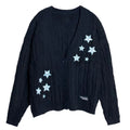Elegant Star Print Knit Cardigan Women's Loose Long Sleeve Single Breasted Sweater 2025 Autumn Lady Fashion Soft Cozy Cover Up