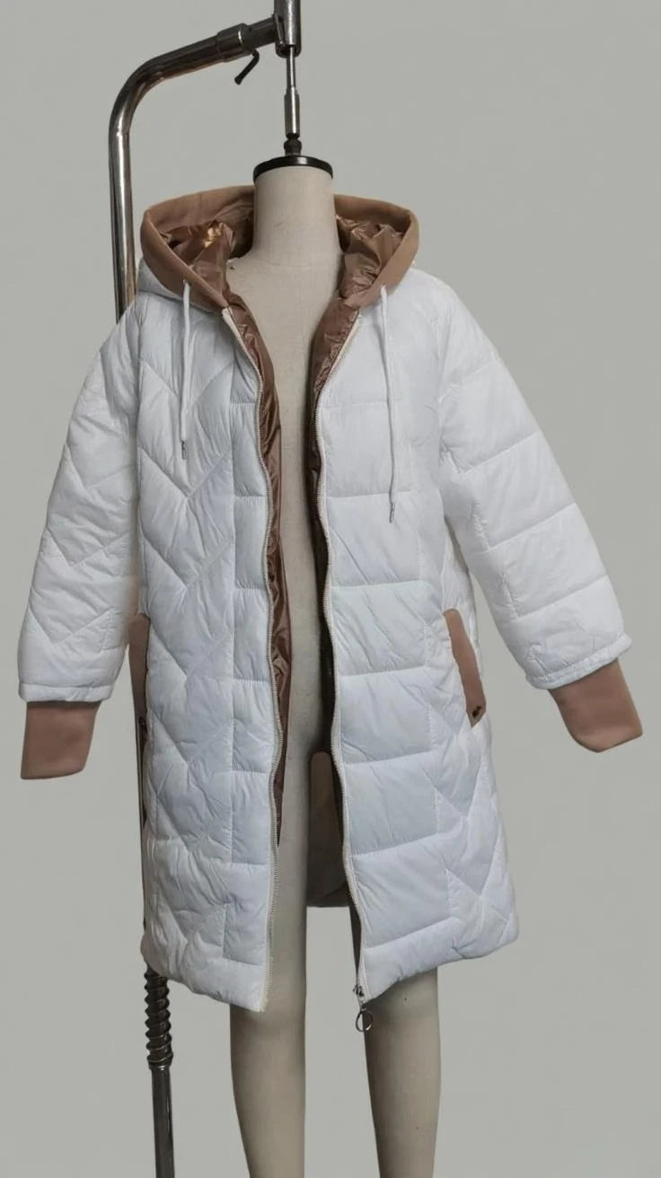Women Jacket Autumn Winter New Fashion Hooded Loose Long Sleeve Solid Color Zip Up Casual Coat Outerwear