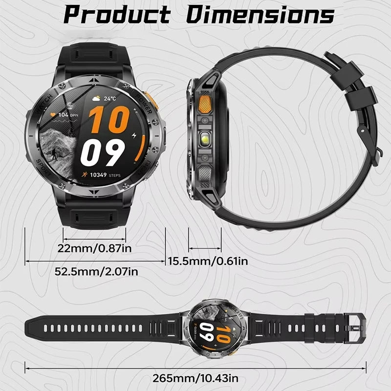 Smart Watch 1.7'' IPS Screen 1400mAh Battery IPX8 Waterproof 120+ Sports SOS LED BT Call Heart Rate Monitor Men Women