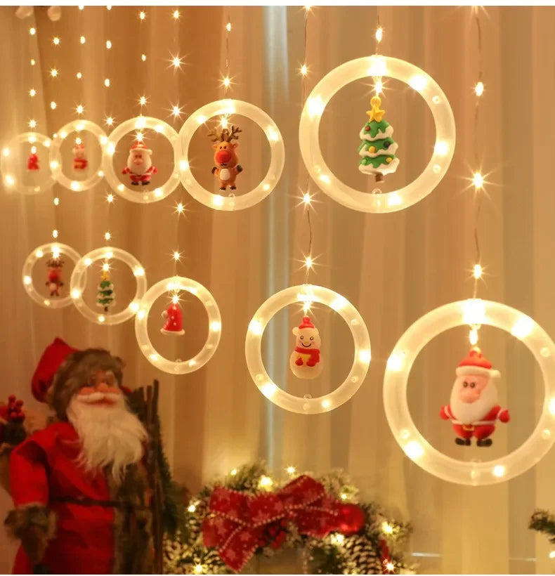 Christmas LED Strip Lights Room Garland LED Curtain Lamp USB Plug Christmas Decorations Lights for Bedroom Living Room Window