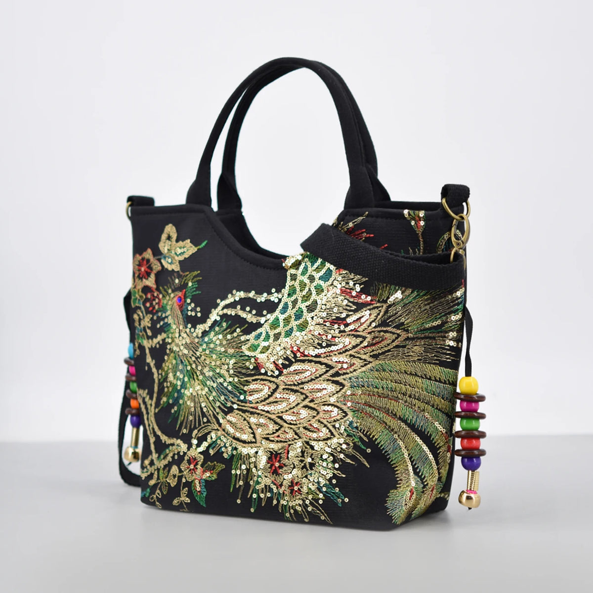 Phoenix Embroidered Sequin Handbag, Ethnic Style Embroidered Handbag, Women's Ethnic Travel Bohemian Bag