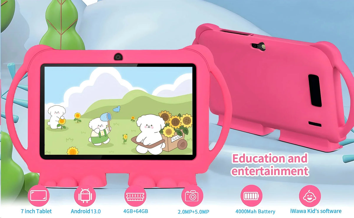2025 New 7 Inch 5G WIFI Children's Tablet 4GB RAM 64GB ROM Portable Mini Tablet Quad Core Dual Camera 4000mAh Android 13