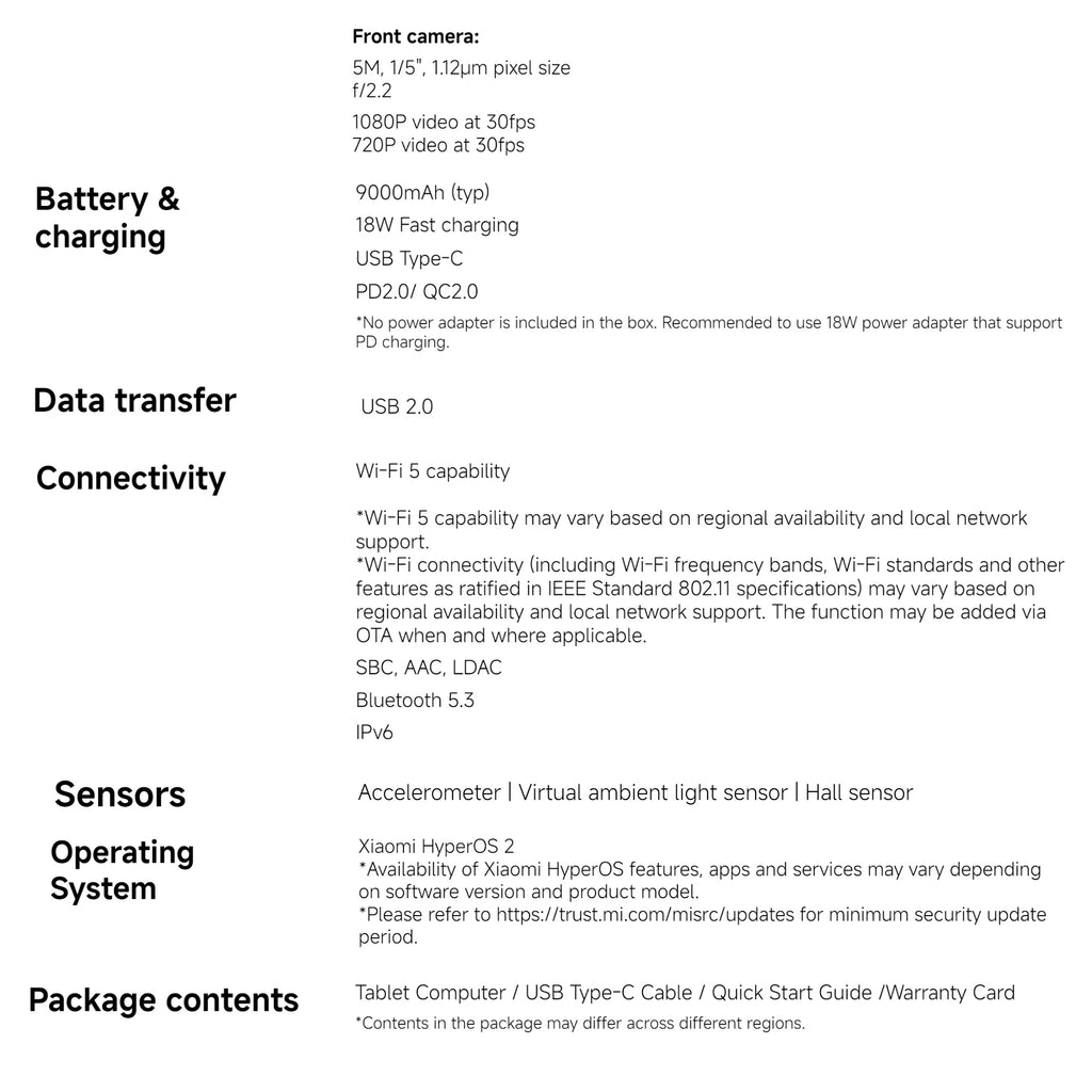 Xiaomi Redmi Pad 2 8+256GB WIFI Global Version MediaTek Helio G100-Ultra HyperOS 2 9000mAh 18W Charging 11" 90Hz 2.5K Display