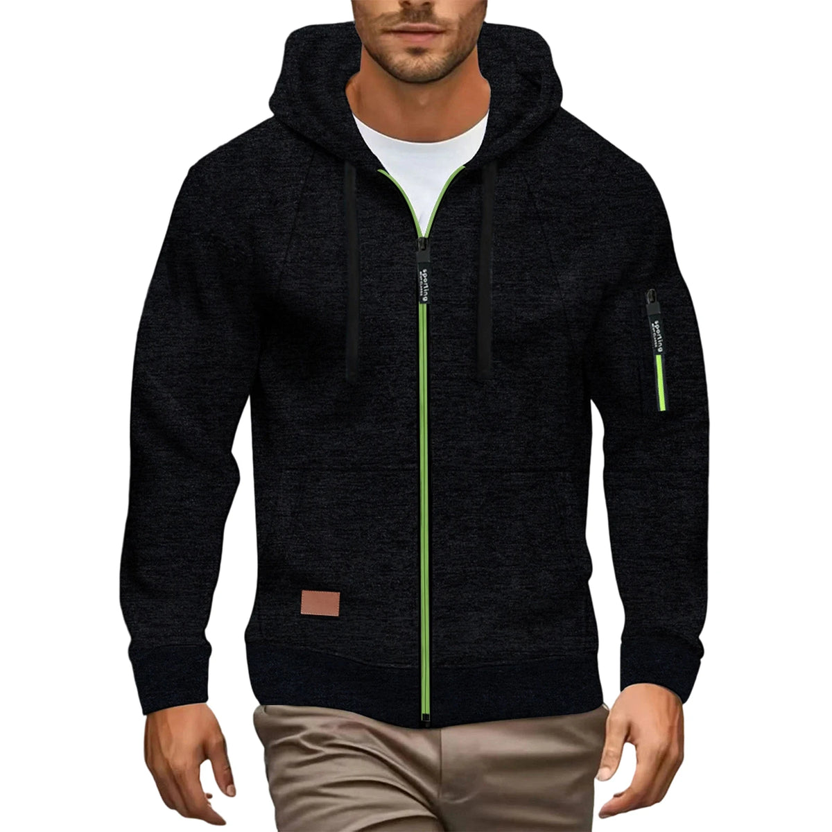 Autumn Winter Sports Sweatshirt Man Retro Workwear Pocket Hooded Zipper Trendy Fashion Hoodies Casual Tops Male Clothes 2025