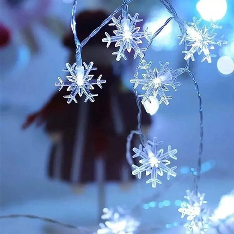 Christmas Lights Snowflake String Light Led Battery/USB Operated Waterproof Snowflake Fairy Lights For Bedroom Garden Decoration