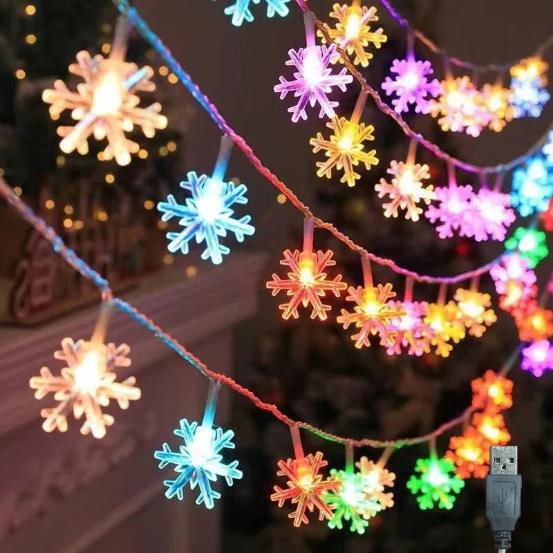 Christmas Lights Snowflake String Light Led Battery/USB Operated Waterproof Snowflake Fairy Lights For Bedroom Garden Decoration