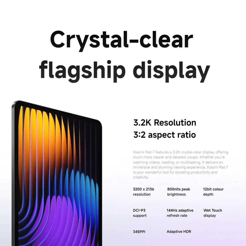 Global Version Xiaomi Pad 7 Tablet PC Snapdragon 7 + Gen 3 11.2 ''3.2K 144Hz Display 8850mAh Big Battery 13MP Real Camera