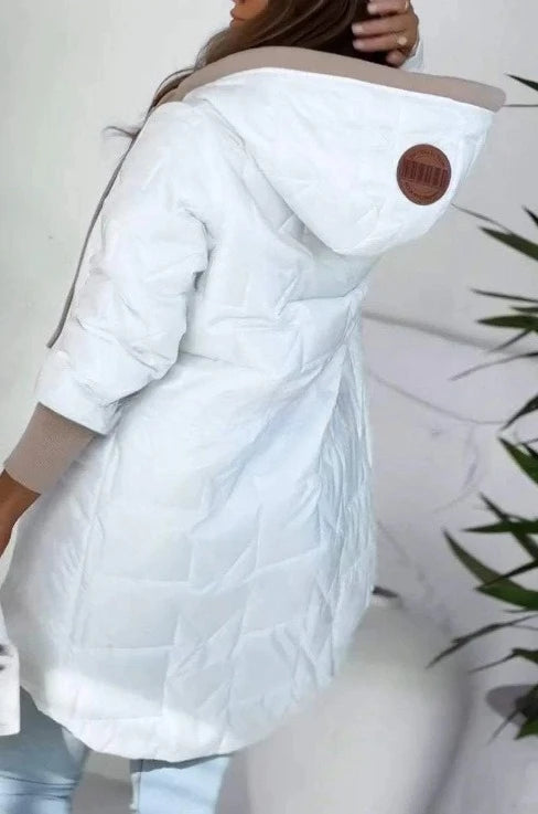 Women Jacket Autumn Winter New Fashion Hooded Loose Long Sleeve Solid Color Zip Up Casual Coat Outerwear