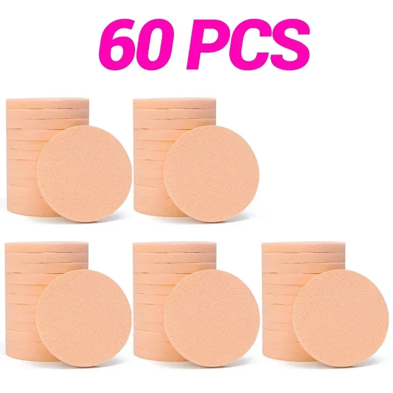12-120Pcs Round Shape Sponge Powder Puff Wet Dry Dual Use Skin Color BB Cream Foundation Cosmetics Puff Face Beauty Makeup Tools