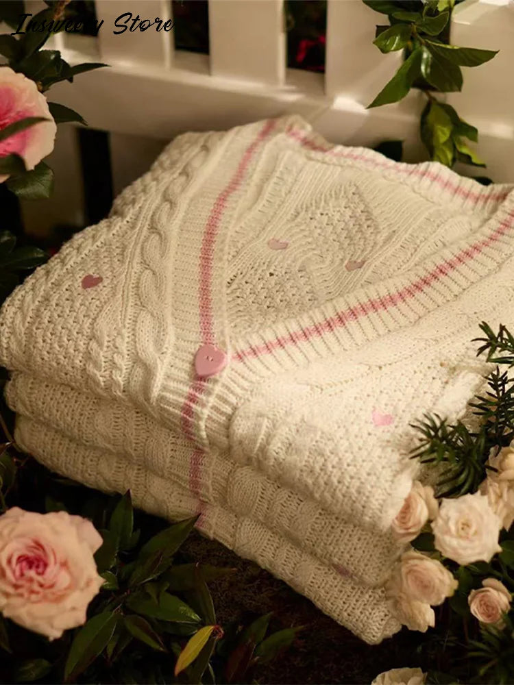 Elegant Star Print Knit Cardigan Women's Loose Long Sleeve Single Breasted Sweater 2025 Autumn Lady Fashion Soft Cozy Cover Up