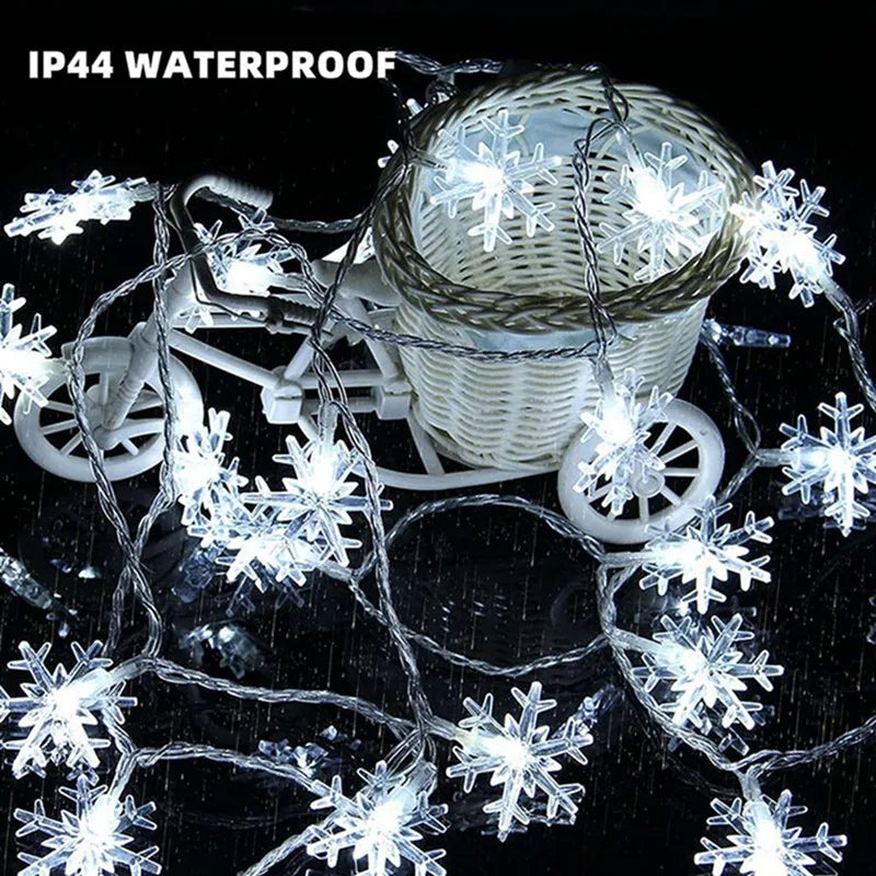 Christmas Lights Snowflake String Light Led Battery/USB Operated Waterproof Snowflake Fairy Lights For Bedroom Garden Decoration