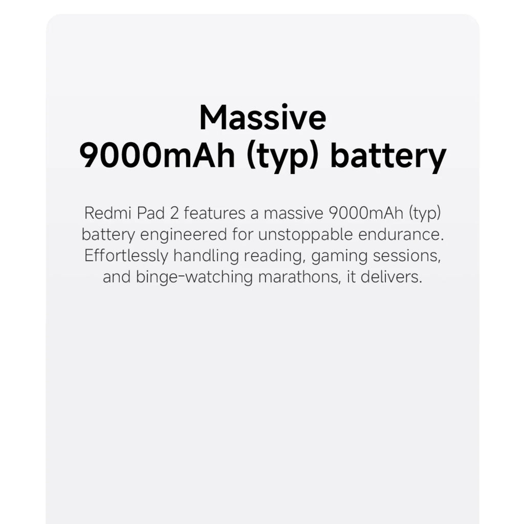 Xiaomi Redmi Pad 2 8+256GB WIFI Global Version MediaTek Helio G100-Ultra HyperOS 2 9000mAh 18W Charging 11" 90Hz 2.5K Display