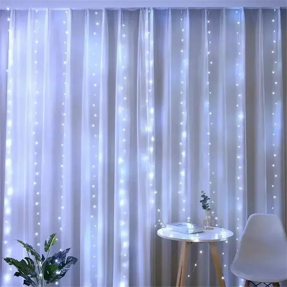 Christmas Lights LED Fairy String Curtain Lights Battery Powered 8 Mode Christmas Decor For Home Holiday New Year 2027 Lamp