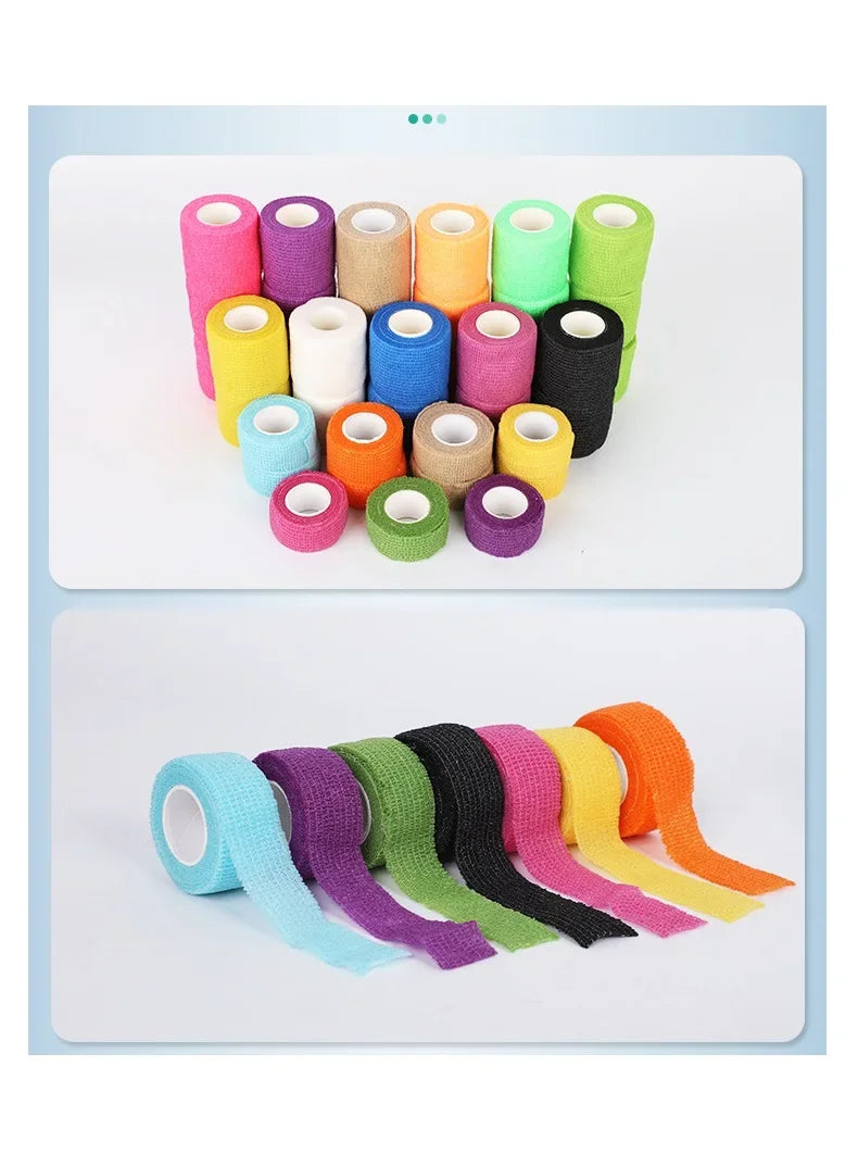 1Roll 2.5/5/10cm*4.8m Gauze motion Bandage Self-adhesive Breathable Elastic Bandages for Sports Fixing Finger Wrist Leg
