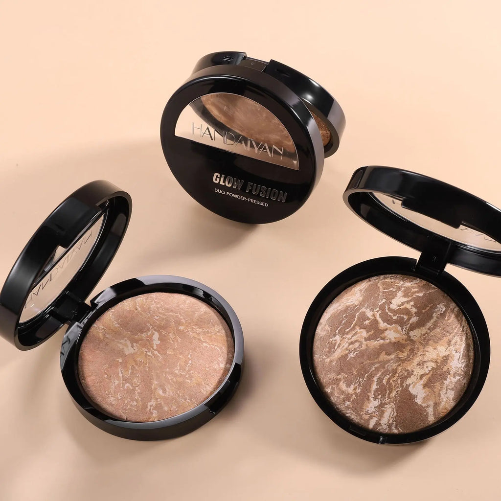 7 Colors Baked Duo Matte Finishing Powder Foundation Compact Waterproof Long Lasting Full Coverage Makeup Base Smooth Skin