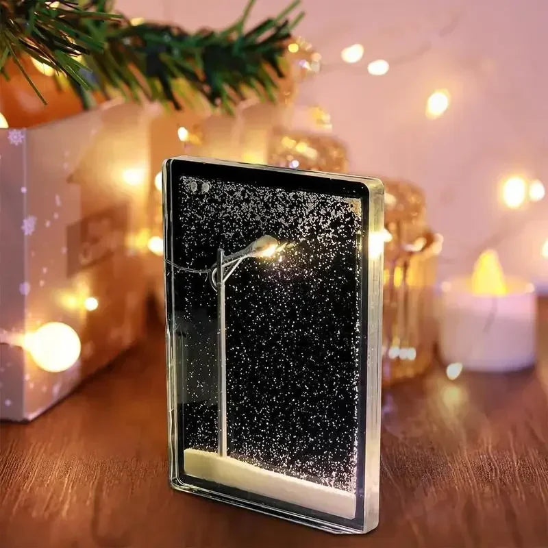Christmas Snow Scene Night Light Desk Light Christmas Crafts Snowy Night Lamp Decor Arts And Crafts Night Street Lamps for Girls