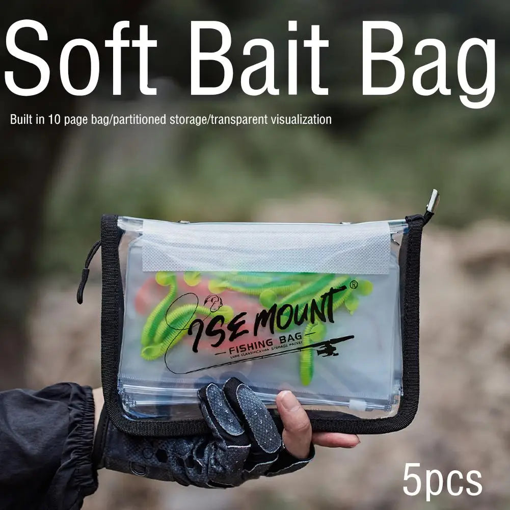 Waterproof PVC Fishing Lure Bag Transparent Fake Bait Storage Case Partitioned Tackle Organizer Pouch For Fishing Accessories
