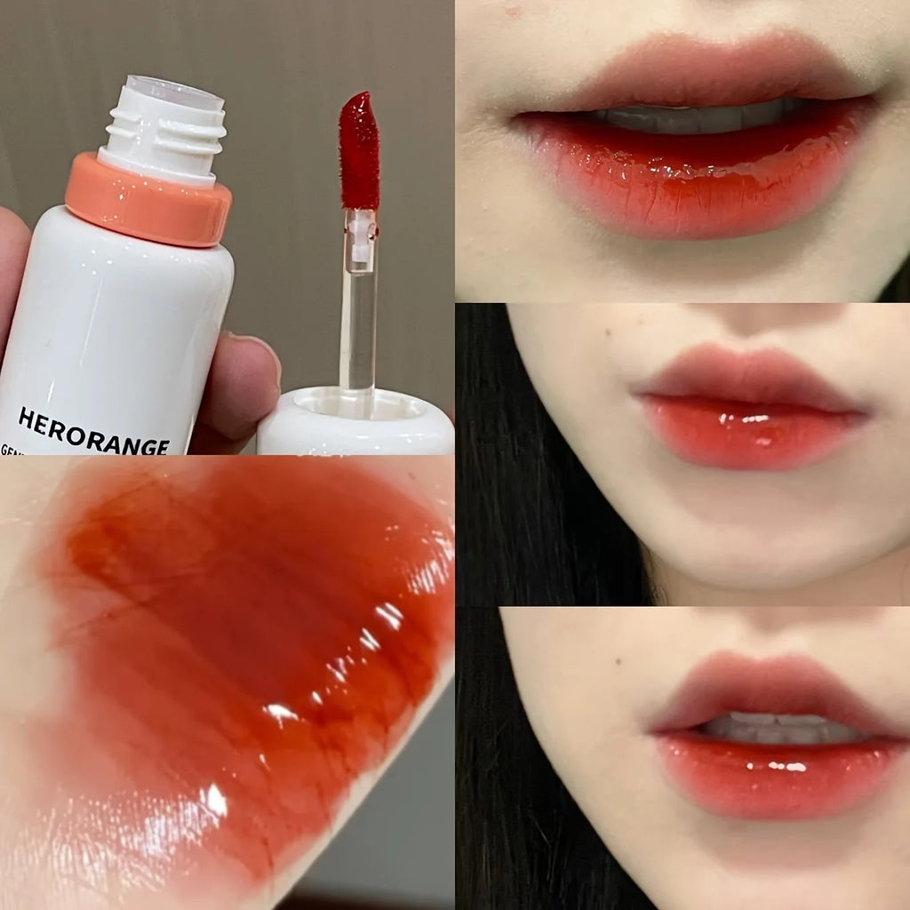 Herorange Glossy Lip Gloss Hydrating Watery Plump Lips Long Lasting for Autumn Winter