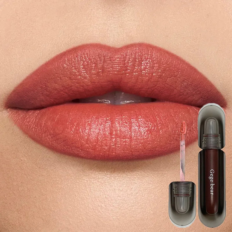 Gege bear Twilight Velvet Mist Lip Clay Matte Pure Color, Autumn and Winter Lip Glaze Rich and feminine,Apply makeup naturally