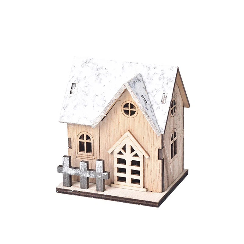 Christmas LED Light Wooden House Luminous  Christmas Decorations Kids Gift