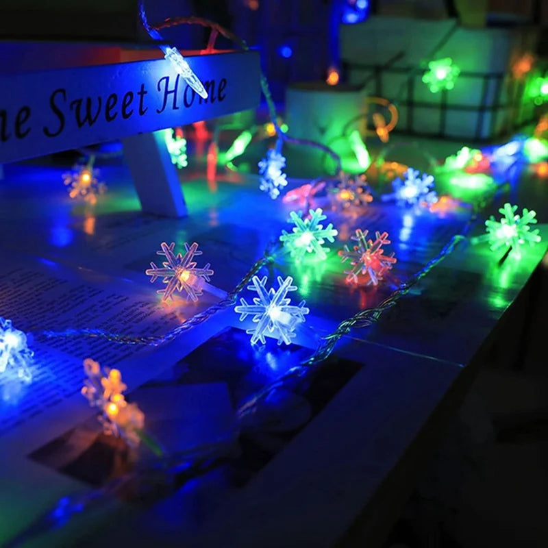 Christmas Lights Snowflake String Light Led Battery/USB Operated Waterproof Snowflake Fairy Lights For Bedroom Garden Decoration