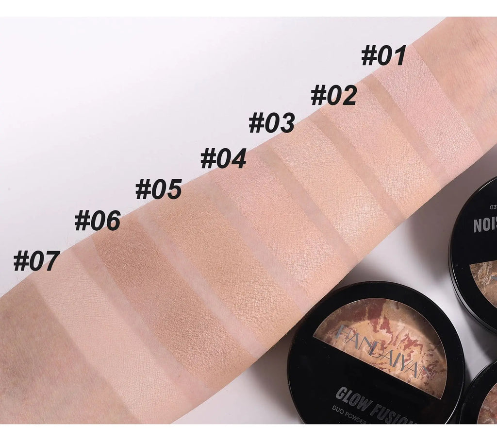 7 Colors Baked Duo Matte Finishing Powder Foundation Compact Waterproof Long Lasting Full Coverage Makeup Base Smooth Skin