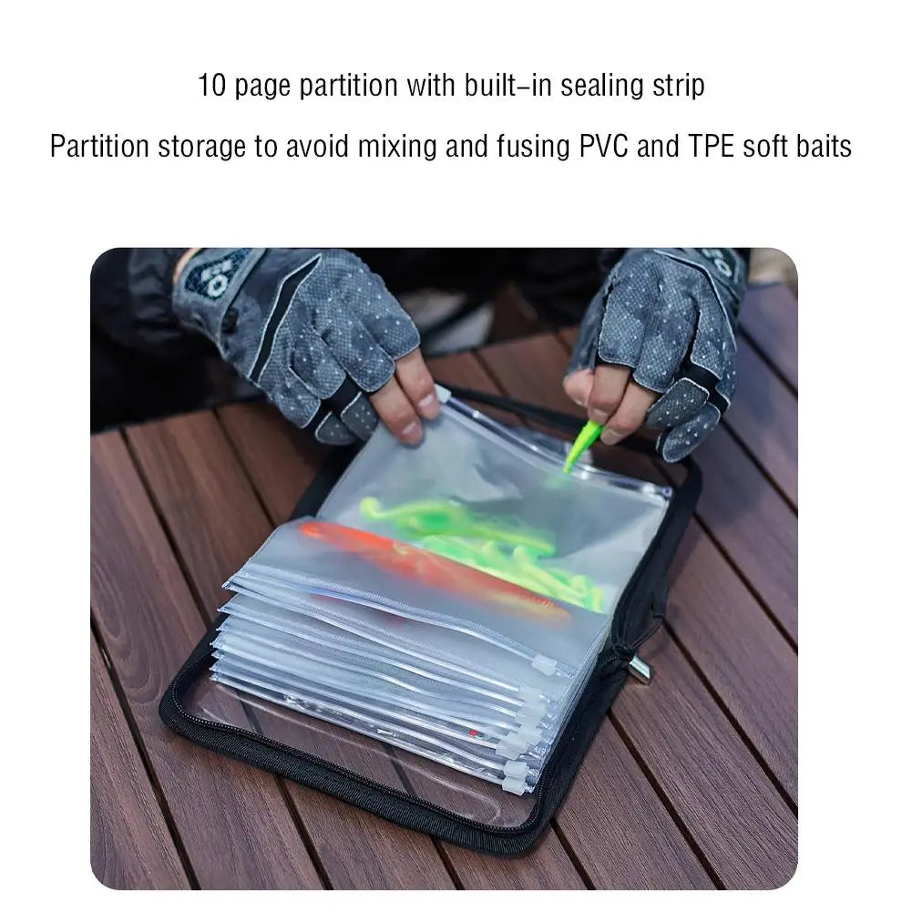 Waterproof PVC Fishing Lure Bag Transparent Fake Bait Storage Case Partitioned Tackle Organizer Pouch For Fishing Accessories