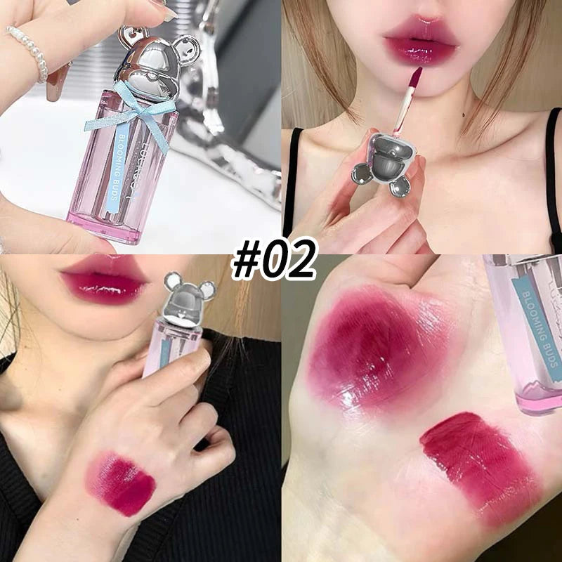 Bear Shuiguang lipstick, Korean show young, mirror Shuiguang glass lip, autumn and winter lipstick, makeup does not fade
