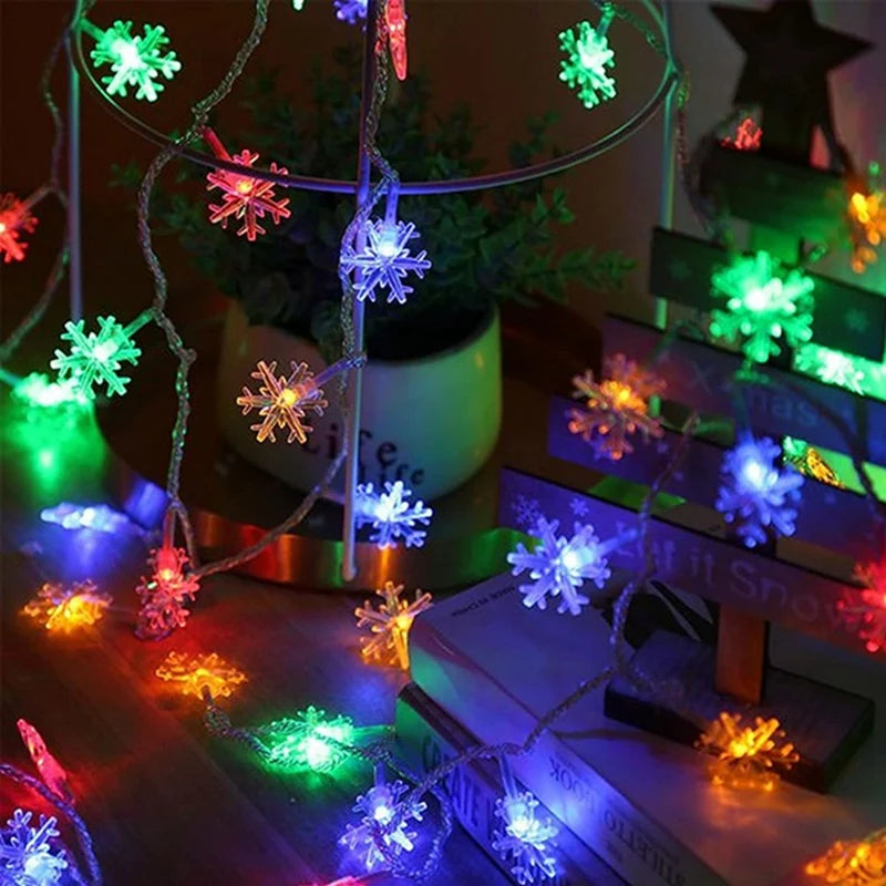 Christmas Lights Snowflake String Light Led Battery/USB Operated Waterproof Snowflake Fairy Lights For Bedroom Garden Decoration