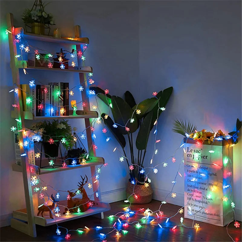 Christmas Lights Snowflake String Light Led Battery/USB Operated Waterproof Snowflake Fairy Lights For Bedroom Garden Decoration