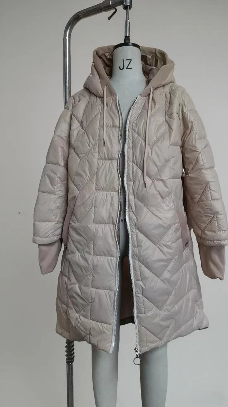 Women Jacket Autumn Winter New Fashion Hooded Loose Long Sleeve Solid Color Zip Up Casual Coat Outerwear